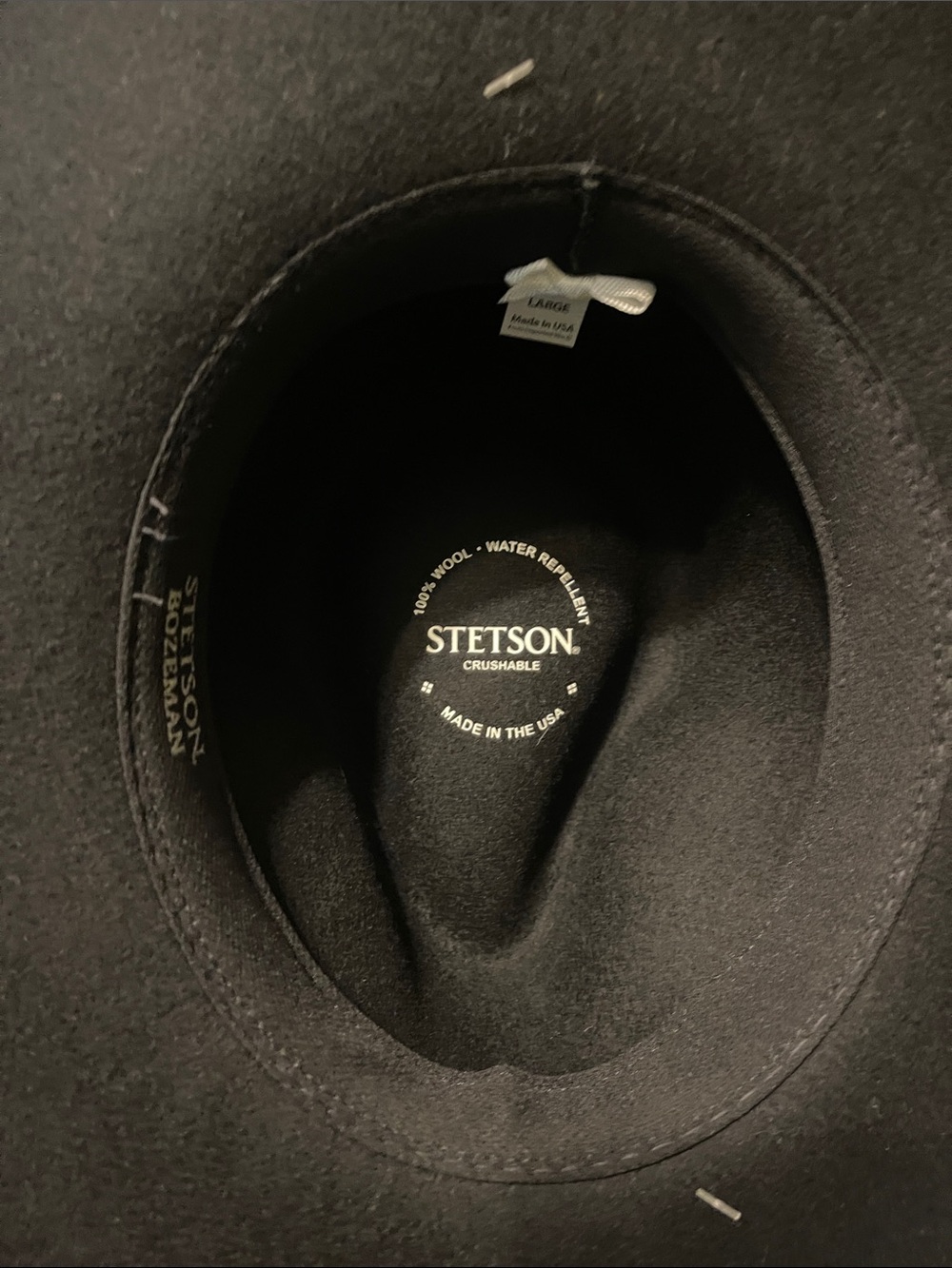 Stetson Black Wool Crushable Hat with Brown Band